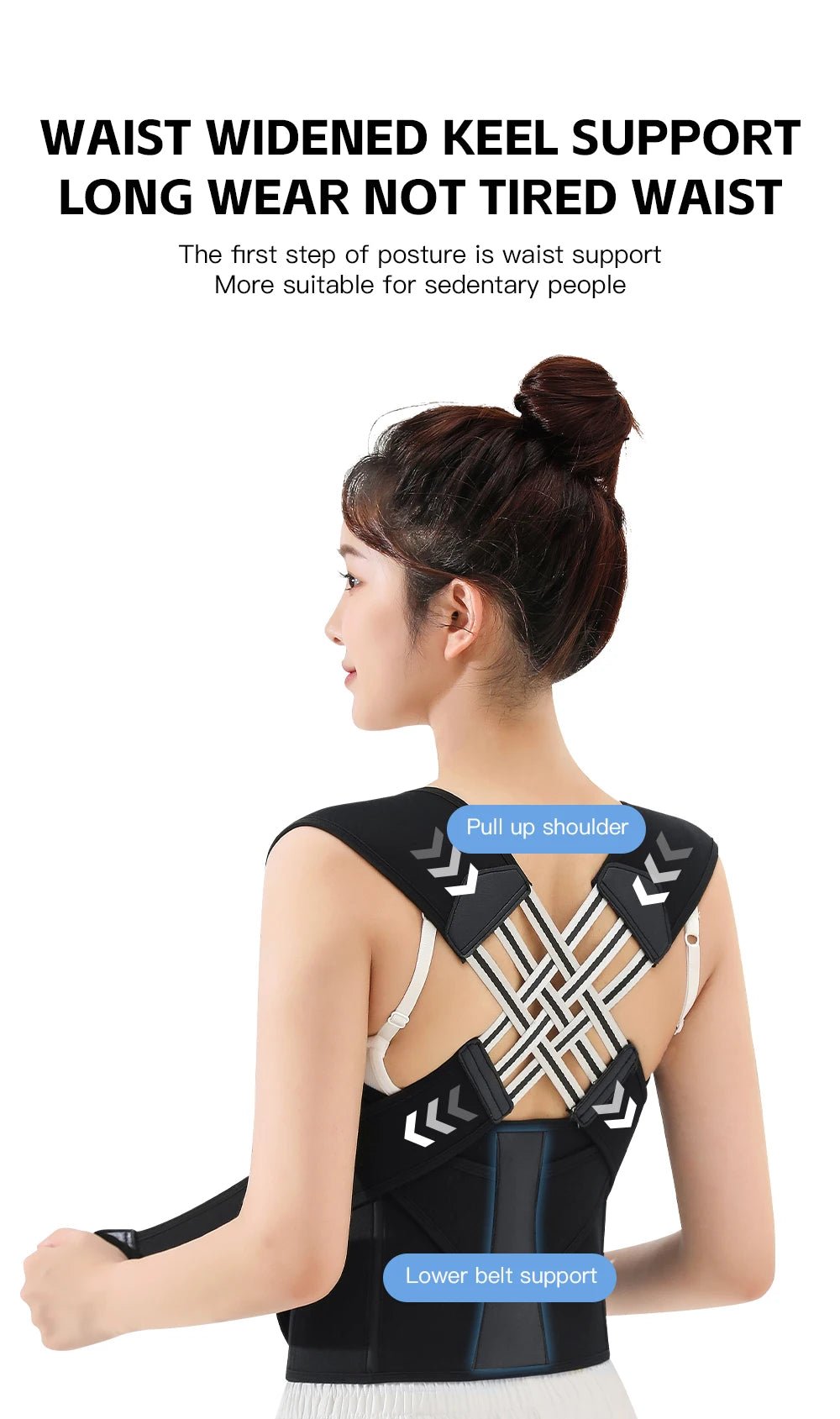 Back Brace Posture Corrector for Women and Men, Shoulder Straightener Adjustable Full Back Support Upper and Lower Pain Relief - Ammpoure