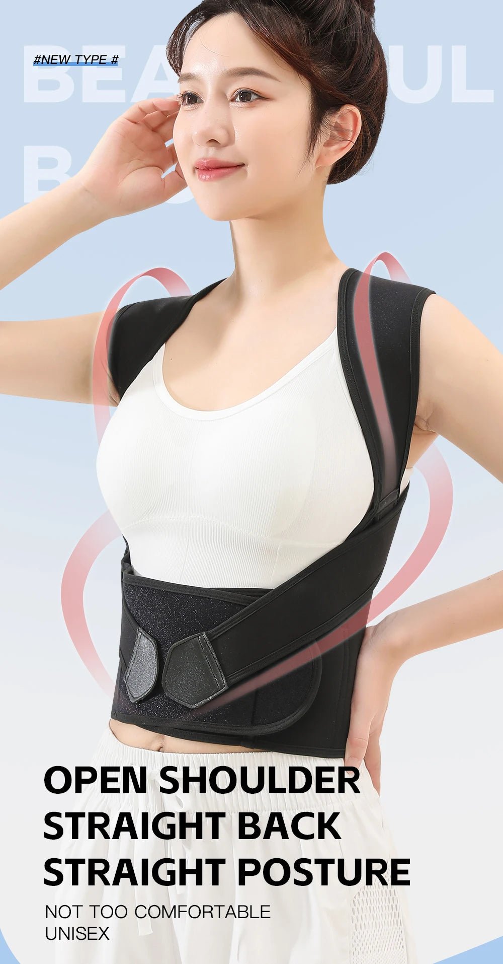 Back Brace Posture Corrector for Women and Men, Shoulder Straightener Adjustable Full Back Support Upper and Lower Pain Relief - Ammpoure