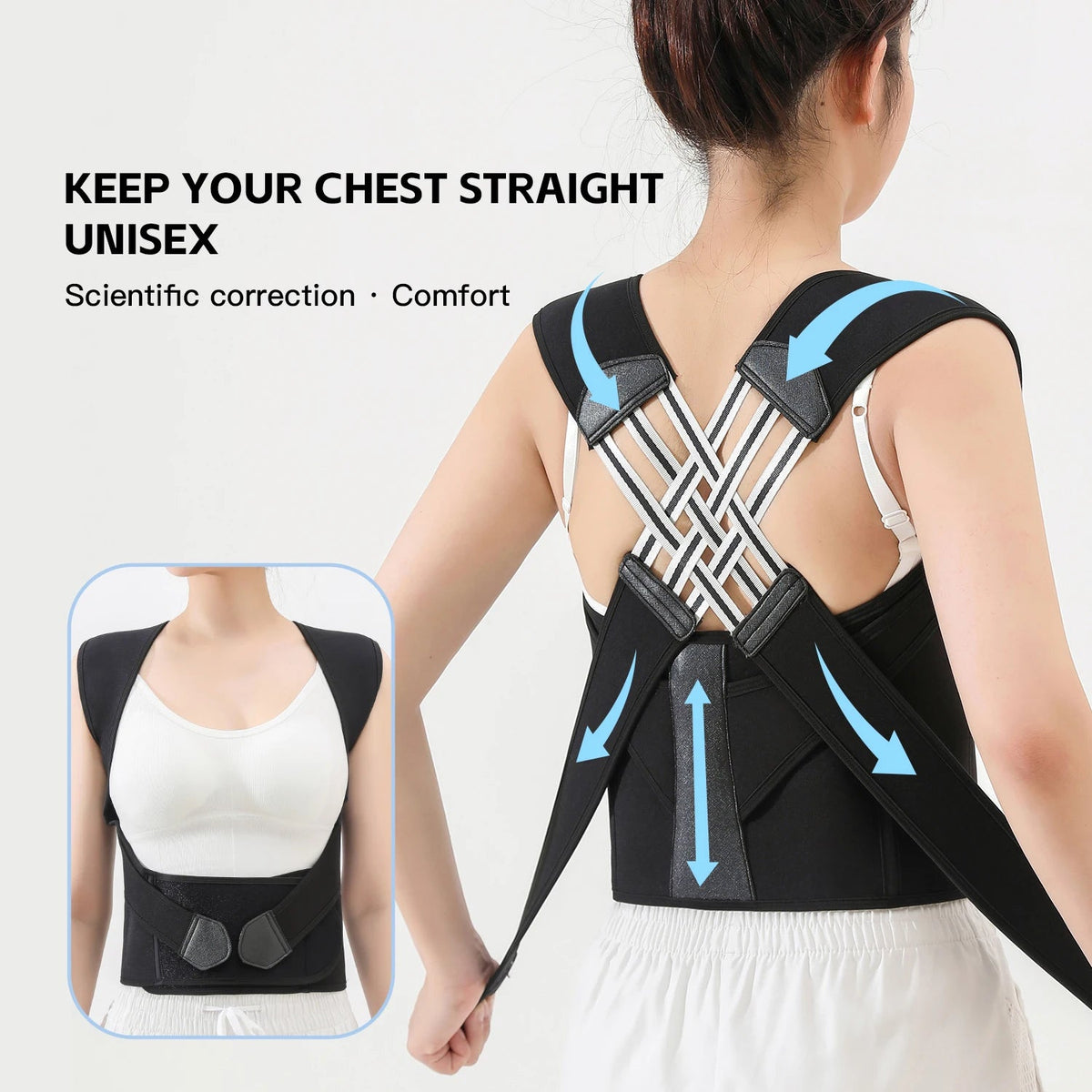 Back Brace Posture Corrector for Women and Men, Shoulder Straightener Adjustable Full Back Support Upper and Lower Pain Relief - Ammpoure