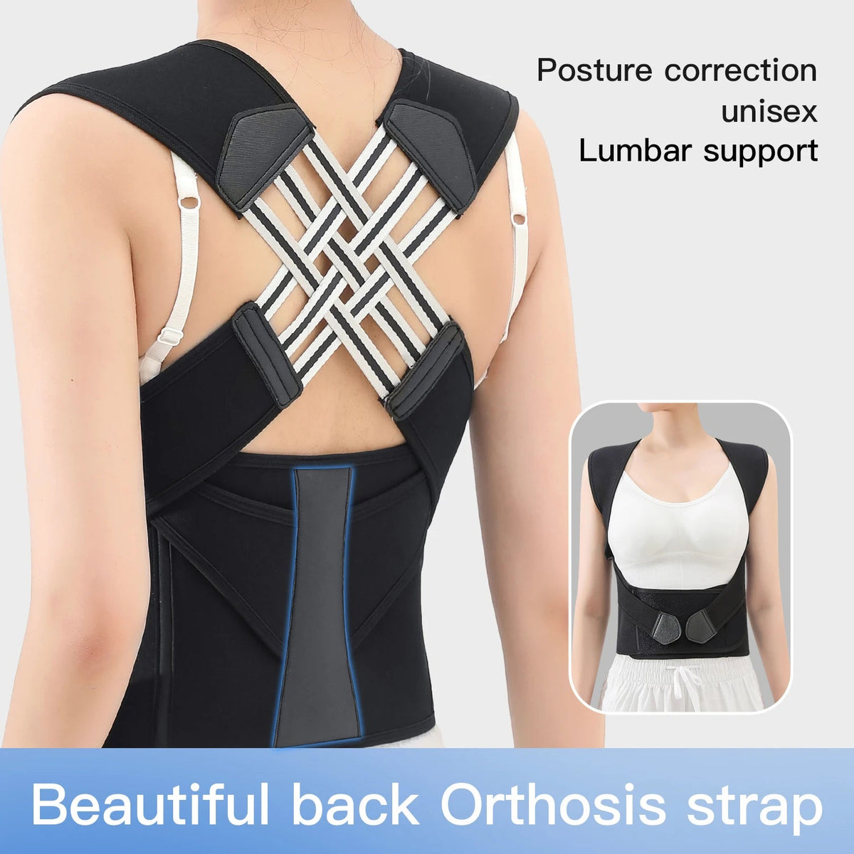 Back Brace Posture Corrector for Women and Men, Shoulder Straightener Adjustable Full Back Support Upper and Lower Pain Relief - Ammpoure