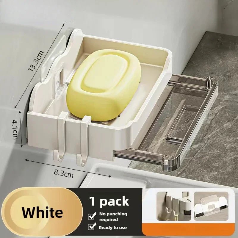 Bathroom Soap Holder Canada Free-Punching Wall Mounted Soap Sponge Holder Organizer Double Drainage Soap Dish Bathroom Accessories - Ammpoure