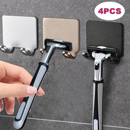 Bathroom Space Aluminum Razor Holder Storage Hook Wall Men Shaving Shaver Shelf Punch Free Razor Rack Accessories Organization - Ammpoure Wellbeing 🇬🇧