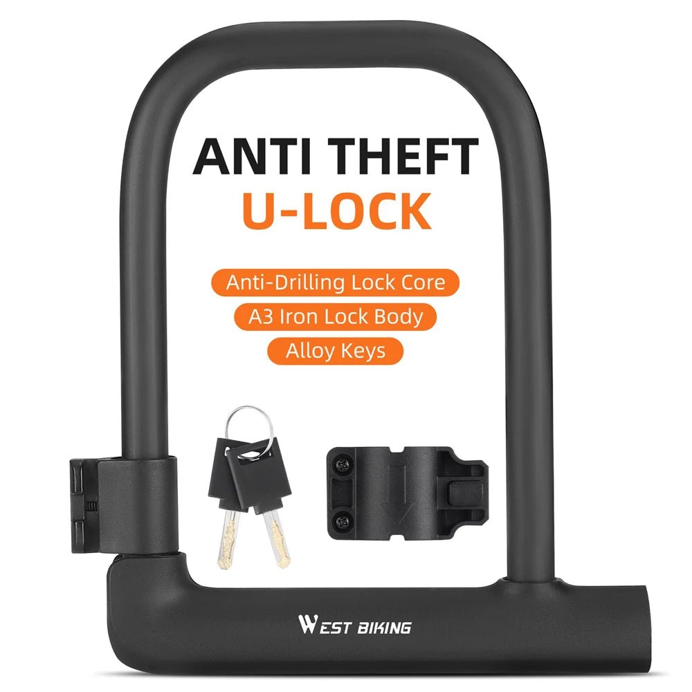 Bicycle U Lock Portables Mountain Road Bike Padlock Anti - theft Security Scooter Motorcycle Lock Cycling Accessories - Ammpoure