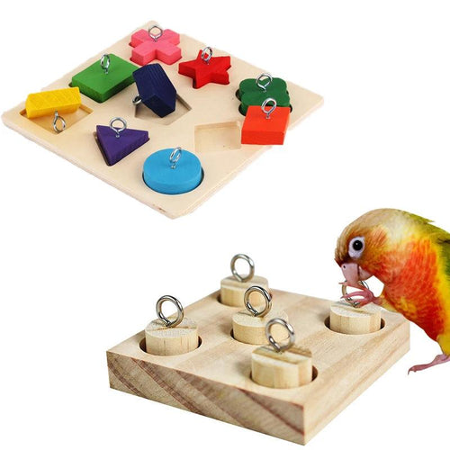 Bird Parrot Toys Wooden Interactive Training Block Puzzle DIY Toy Pet Educational Toys - Ammpoure Wellbeing 🇬🇧