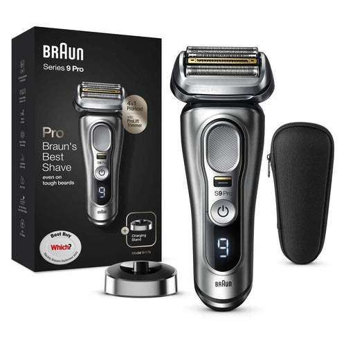 Braun Series 9 Pro Electric Shaver With 4+1 Head, ProLift Trimmer, Charging Stand & Travel Case, Sonic Technology, UK 2 Pin Plug, 9417s, Silver Razor, Rated Which Best Buy - Ammpoure Wellbeing