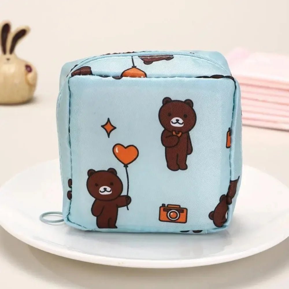 Cartoon Pattern Sanitary Napkin USA Bag Women Sanitary Napkin Tampon Storage Bag Portable Waterproof Multifunction Organizer Pouch - Ammpoure