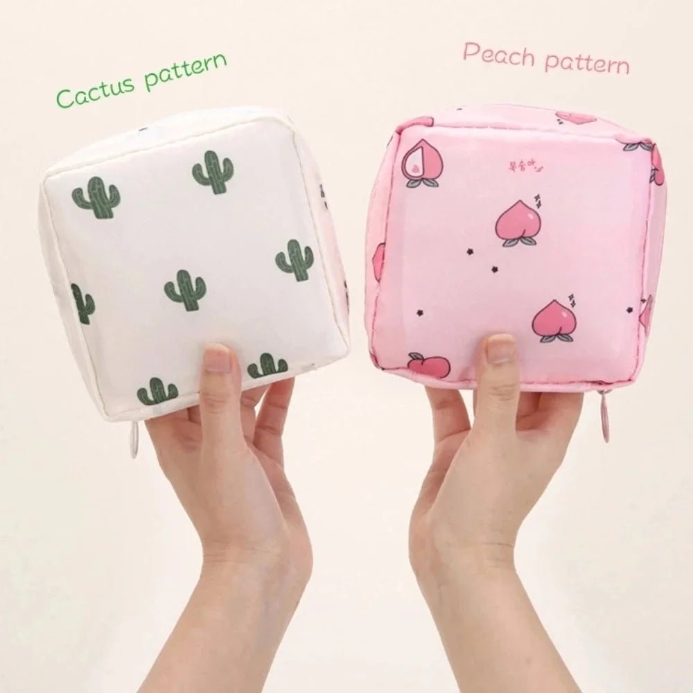 Cartoon Pattern Sanitary Napkin USA Bag Women Sanitary Napkin Tampon Storage Bag Portable Waterproof Multifunction Organizer Pouch - Ammpoure
