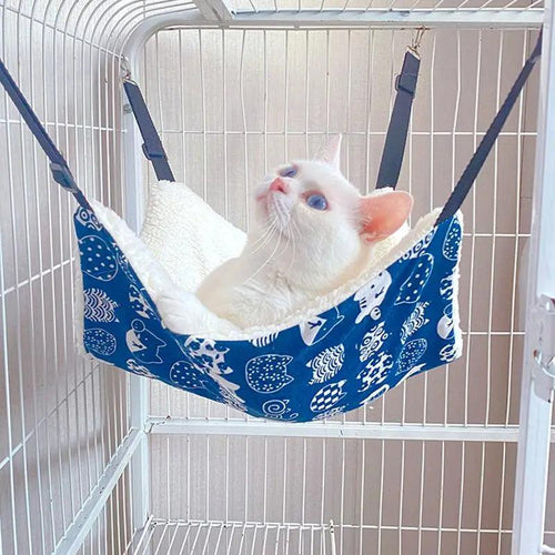 Cat Canvas Hammock Bed Pet Cats Dogs Beds Double-Sided Hanging Bed Pet Swing Beds Hamster Squirrel Cat Rest Sleep Supplies - Ammpoure Wellbeing 🇬🇧