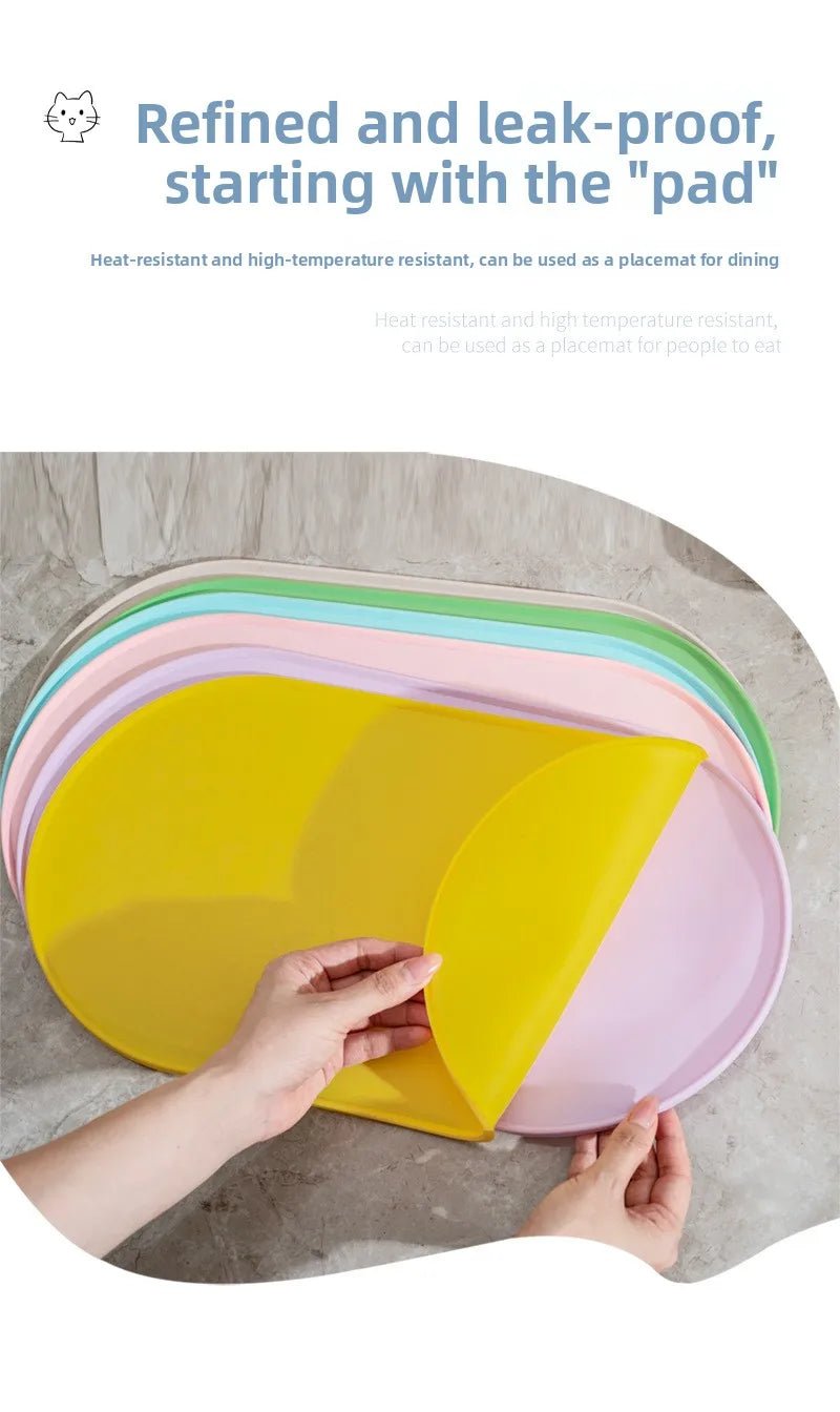Cat Feeding Mat USA Non-Slip Waterproof Pet Food Mat for Cat & Dog Bowls, Ideal for Multipet Households & Dog Owners - Ammpoure