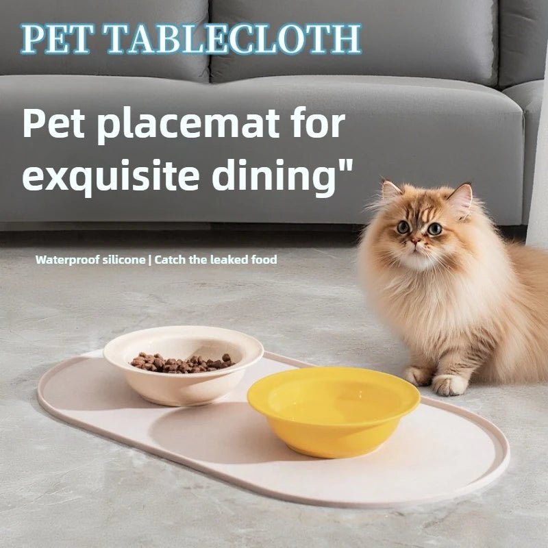 Cat Feeding Mat USA Non-Slip Waterproof Pet Food Mat for Cat & Dog Bowls, Ideal for Multipet Households & Dog Owners - Ammpoure