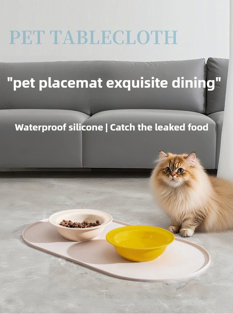 Cat Feeding Mat USA Non-Slip Waterproof Pet Food Mat for Cat & Dog Bowls, Ideal for Multipet Households & Dog Owners - Ammpoure
