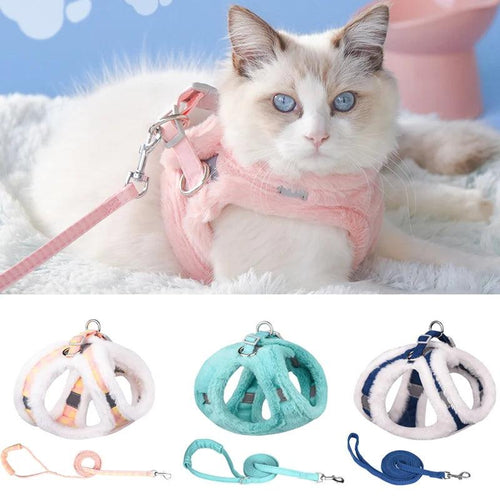 Cat Puppy Harness and Leash Sets Winter Warm Pet Reflective Harnesses Vest for Cats Kitten Small Dogs Yorkshire - Ammpoure Wellbeing 🇬🇧