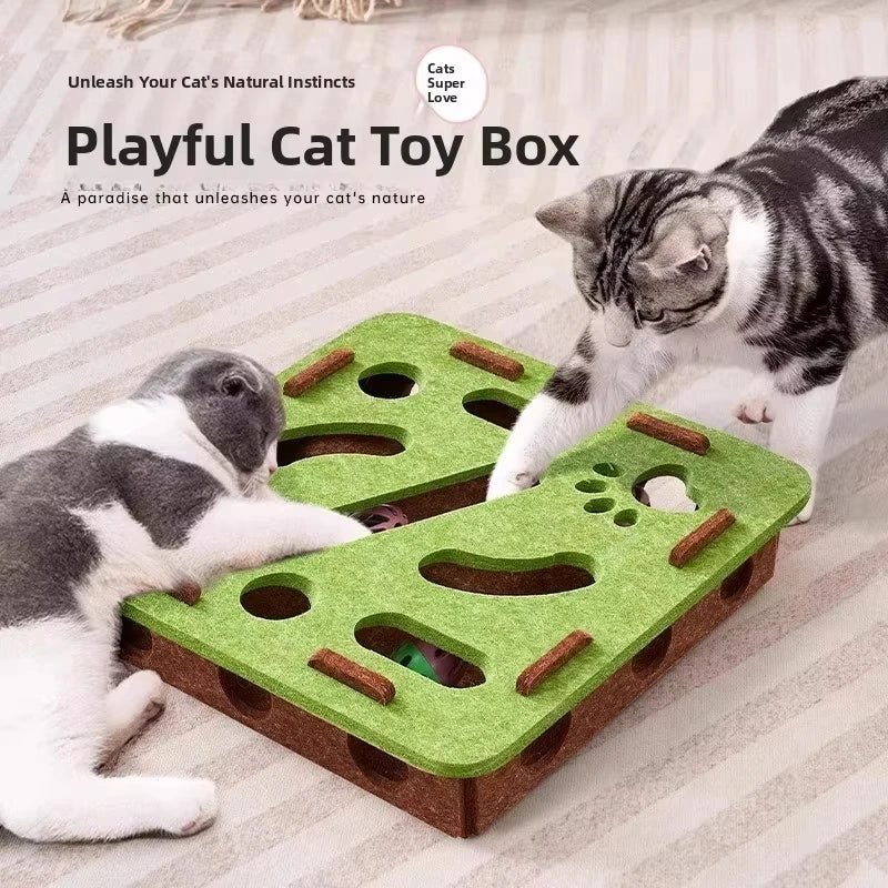 Cat Puzzle Toy Felt Puzzle Box Cat Exercise Toy With Ball Indoor Sports Entertainment Hunting Cat Toys For Indoor Cats - Ammpoure