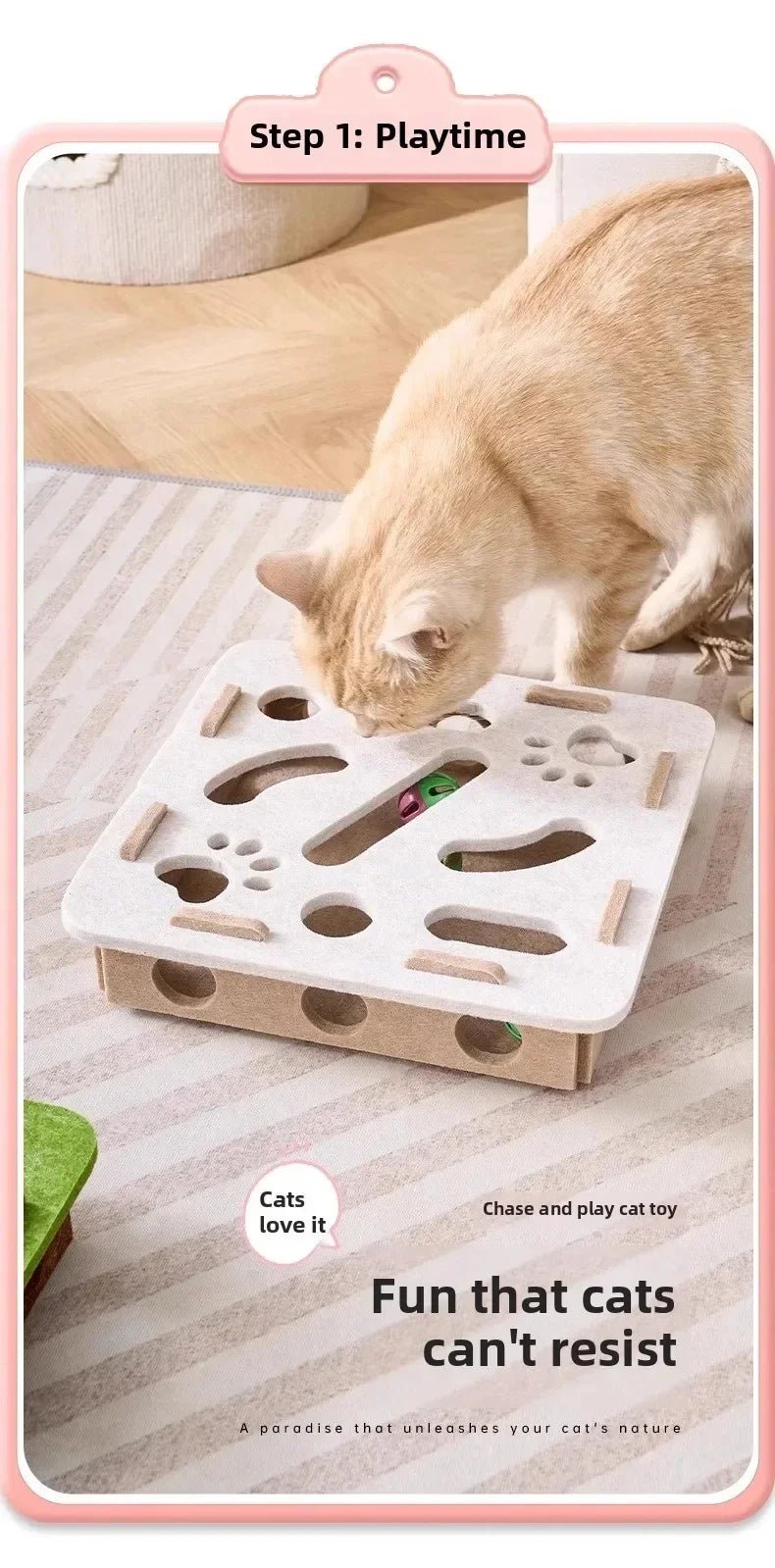 Cat Puzzle Toy Felt Puzzle Box Cat Exercise Toy With Ball Indoor Sports Entertainment Hunting Cat Toys For Indoor Cats - Ammpoure
