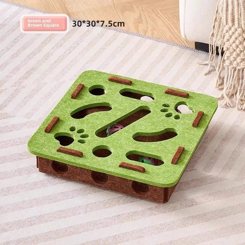 Cat Puzzle Toy Felt Puzzle Box Cat Exercise Toy With Ball Indoor Sports Entertainment Hunting Cat Toys For Indoor Cats - Ammpoure