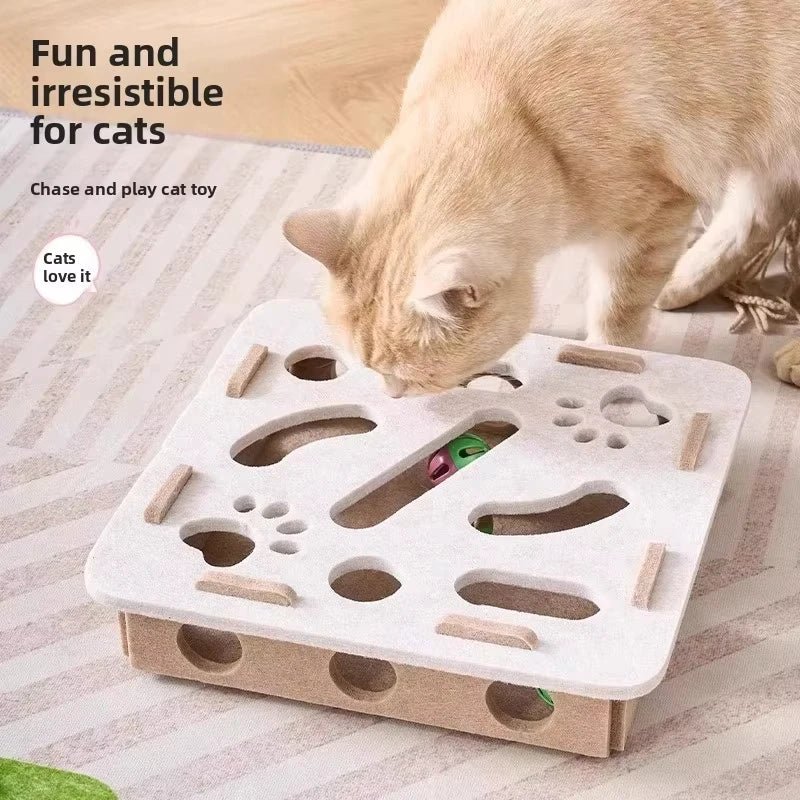 Cat Puzzle Toy Felt Puzzle Box Cat Exercise Toy With Ball Indoor Sports Entertainment Hunting Cat Toys For Indoor Cats - Ammpoure