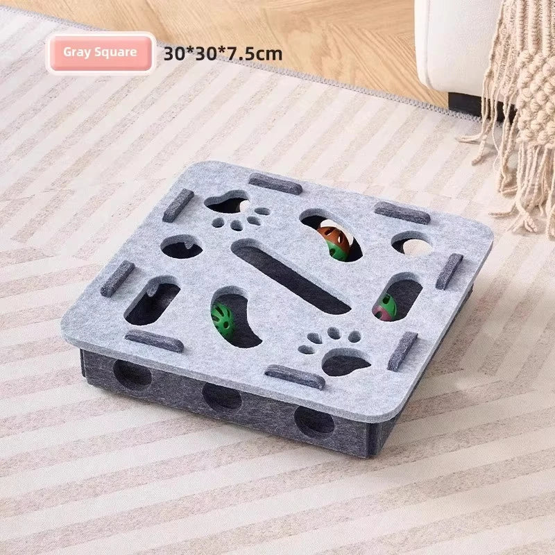 Cat Puzzle Toy Felt Puzzle Box Cat Exercise Toy With Ball Indoor Sports Entertainment Hunting Cat Toys For Indoor Cats - Ammpoure