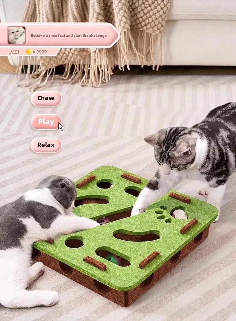 Cat Puzzle Toy Felt Puzzle Box Cat Exercise Toy With Ball Indoor Sports Entertainment Hunting Cat Toys For Indoor Cats - Ammpoure