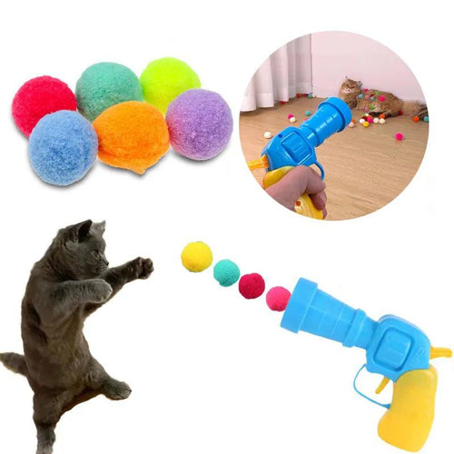 Cat Toys Interactive Launch Training Creative Kittens Mini Pompoms Games Stretch Plush Ball Toys Cat Supplies Pet Accessories - Ammpoure Wellbeing 🇬🇧