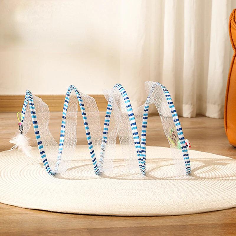 Cat Tunnel For Indoor Cats Collapsible Toy Coil Spiral Colorful Springs Cat Pet Crinkle Tunnels For Indoor Pet Supplies - Ammpoure Wellbeing