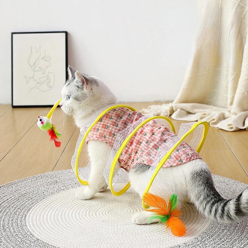 Cat Tunnel For Indoor Cats Collapsible Toy Coil Spiral Colorful Springs Cat Pet Crinkle Tunnels For Indoor Pet Supplies - Ammpoure Wellbeing