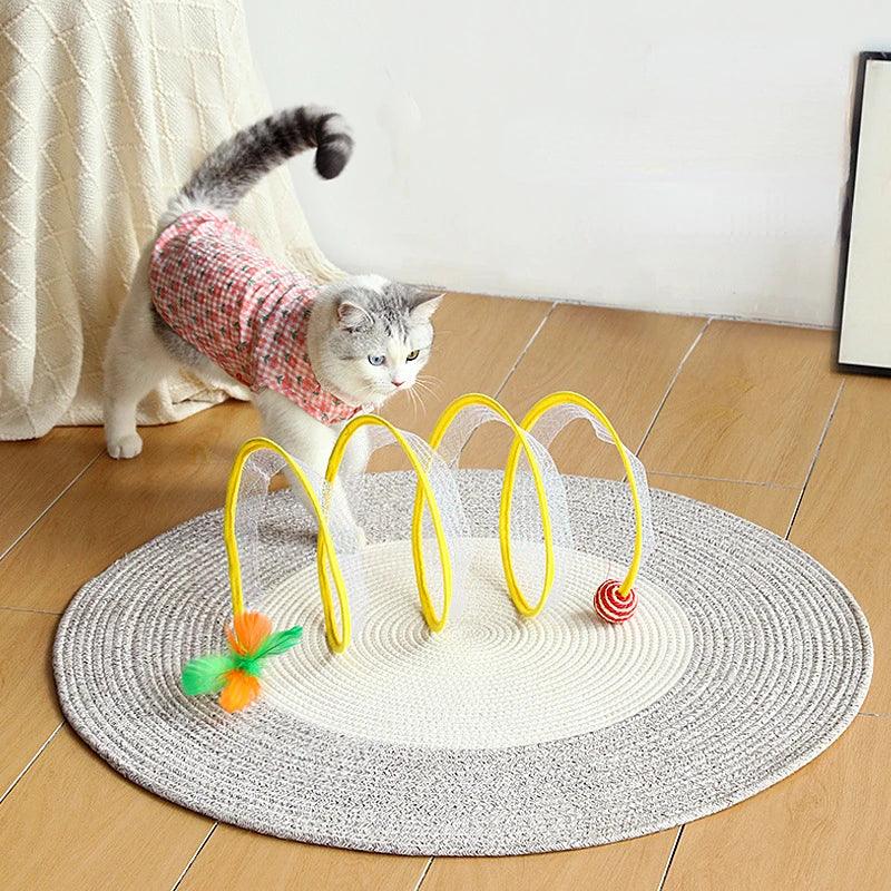 Cat Tunnel For Indoor Cats Collapsible Toy Coil Spiral Colorful Springs Cat Pet Crinkle Tunnels For Indoor Pet Supplies - Ammpoure Wellbeing