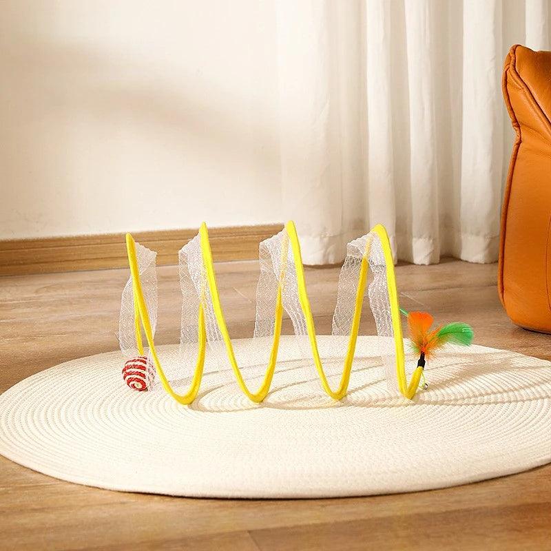 Cat Tunnel For Indoor Cats Collapsible Toy Coil Spiral Colorful Springs Cat Pet Crinkle Tunnels For Indoor Pet Supplies - Ammpoure Wellbeing