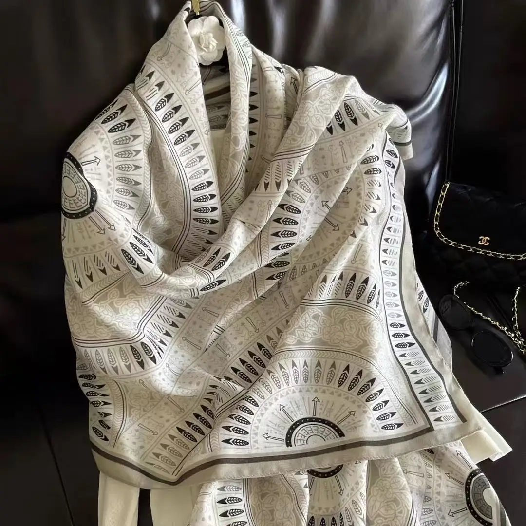 Chunqiu Retro Cotton Linen Scarf for Women Canada Summer UV Protection Shawl Long Ethnic Style Travel Accessory - Ammpoure