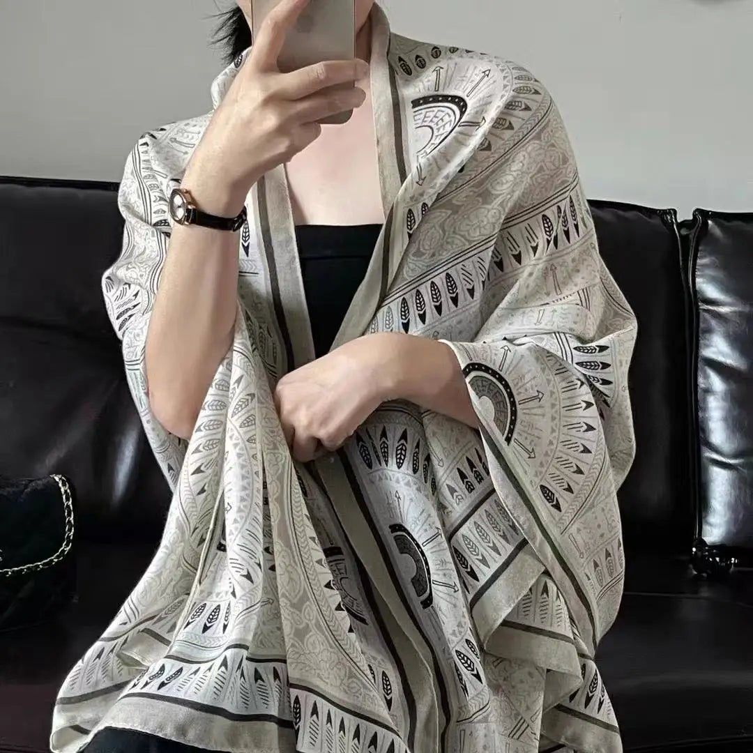 Chunqiu Retro Cotton Linen Scarf for Women Canada Summer UV Protection Shawl Long Ethnic Style Travel Accessory - Ammpoure