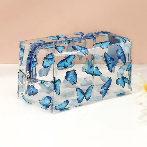 Clear Makeup Bag Fashion Transparent Travel Portable Mini Wash Storage Bags Strawberry Flower Print Women Zipper Cosmetic Bag - Ammpoure Wellbeing 🇬🇧