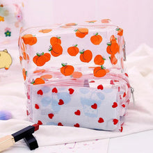Load image into Gallery viewer, Clear Makeup Bag Fashion Transparent Travel Portable Mini Wash Storage Bags Strawberry Flower Print Women Zipper Cosmetic Bag - Ammpoure Wellbeing 🇬🇧
