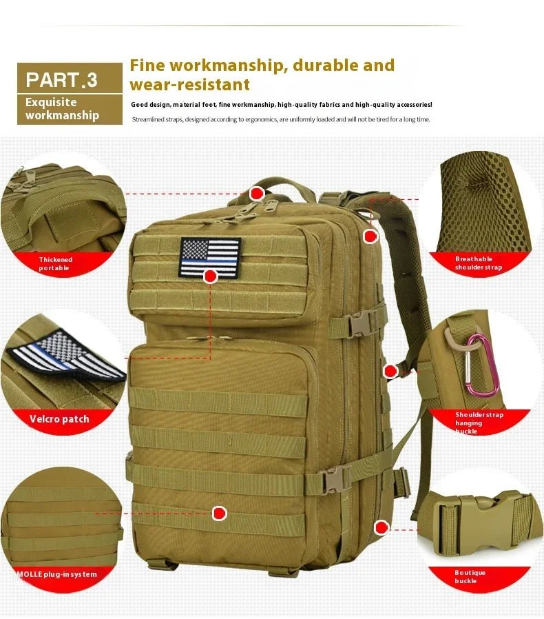Climbing Outdoor Camouflage USA Backpack Men Bag Sports Travel Backpack Men Tactical Backpack Large Capacity Men Bags - Ammpoure