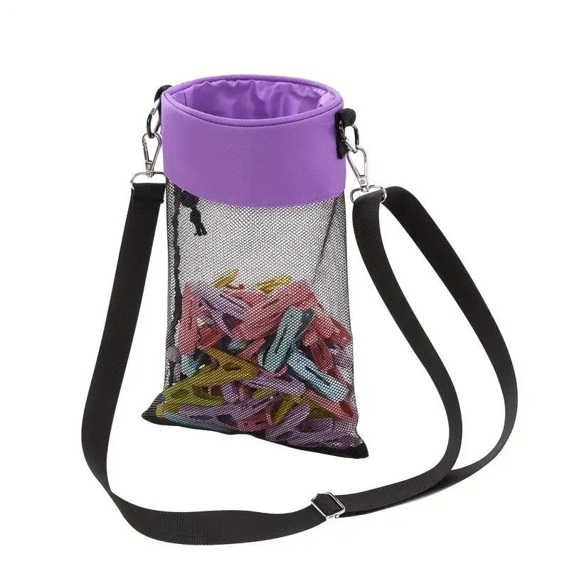 Clothespin Storage Bag Hanging Grid Clothespin Storage Bag Outdoor Drawstring Clothespin Organization Bag Household Supplies - Ammpoure