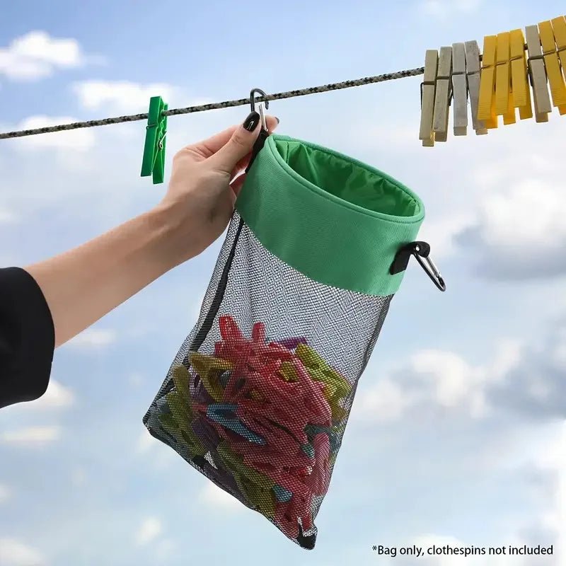 Clothespin Storage Bag Hanging Grid Clothespin Storage Bag Outdoor Drawstring Clothespin Organization Bag Household Supplies - Ammpoure