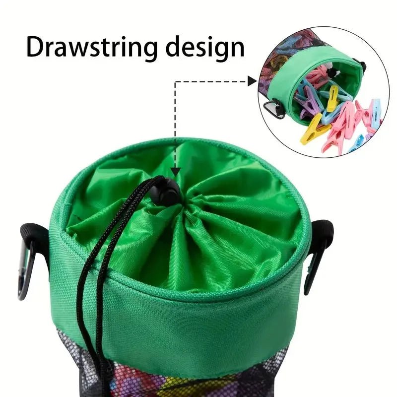 Clothespin Storage Bag Hanging Grid Clothespin Storage Bag Outdoor Drawstring Clothespin Organization Bag Household Supplies - Ammpoure