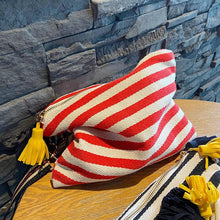 Load image into Gallery viewer, Cosmetic Bag Women Striped Makeup Case Organizer Korean Tassel Cosmetic Pouch Necesserie Travel Toiletry Bag Canvas Beauty Case - Ammpoure Wellbeing 🇬🇧
