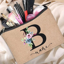 Load image into Gallery viewer, Customized Personalized Name Linen Cosmetic Bag Bridesmaid Clutch Outdoor Travel Beauty Makeup Bag Bachelor Party Lipstick Bag - Ammpoure Wellbeing 🇬🇧
