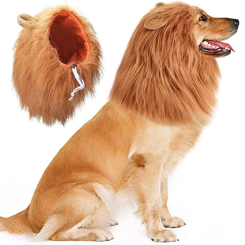 Cute Pet Dog Cosplay Clothes Lion Mane For Dog Costumes Realistic Lion Wig For Medium to Large Dogs With Ear Pet Accessories - Ammpoure Wellbeing