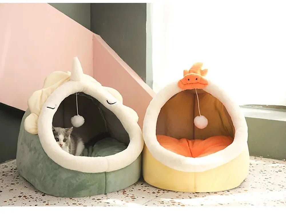 Deep Sleep Cat Bed Cartoon Pet Bed Foldable Removable Washable Pet Sleeping Bed for Small Dog Mat Bag Cave Cats Bed - Ammpoure