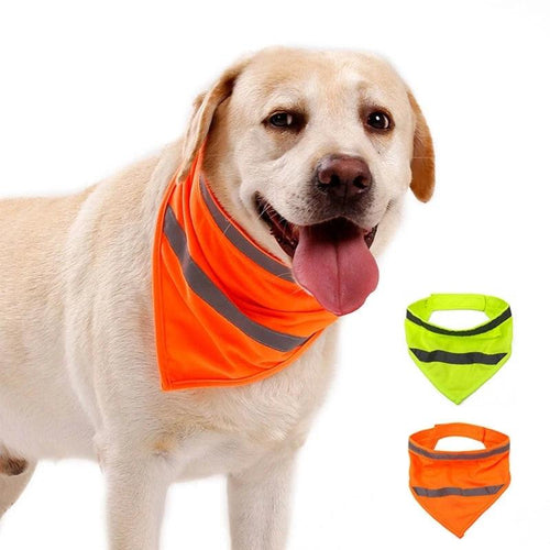 Dog Bandanas Reflective Strips Scarf Safety Pet Hunting Bandanas Apparel Accessory Easy to Wear Orange/Yellow - Ammpoure Wellbeing