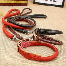 Load image into Gallery viewer, Dog Collar Leash Set Harness Pet Collar Leather Large Dog Puppy Accessories Pets Supplies German Shepherd Golden Retriever - Ammpoure Wellbeing 🇬🇧
