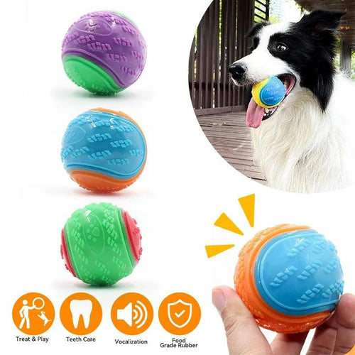 Dogs Interactive Toys Soft TPR Toys for Dog Pet Teeth Cleaning Bite Resistance Squeaky Dog Ball Toy - Ammpoure Wellbeing 🇬🇧