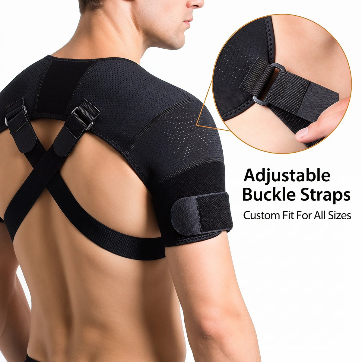 Double Shoulder Brace Adjustable Breathable Neoprene Compression Support Cross Strap for Men Women Sports Injury Pain Relief - Ammpoure
