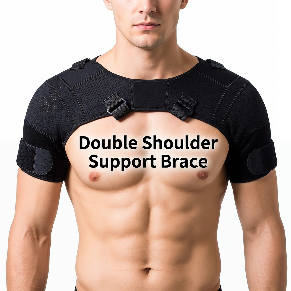 Double Shoulder Brace Adjustable Breathable Neoprene Compression Support Cross Strap for Men Women Sports Injury Pain Relief - Ammpoure