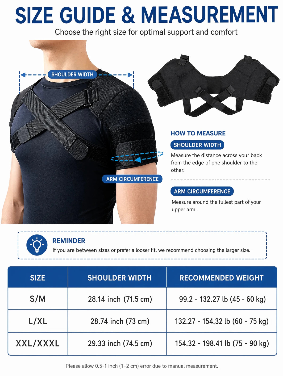 Double Shoulder Brace Adjustable Breathable Neoprene Compression Support Cross Strap for Men Women Sports Injury Pain Relief - Ammpoure