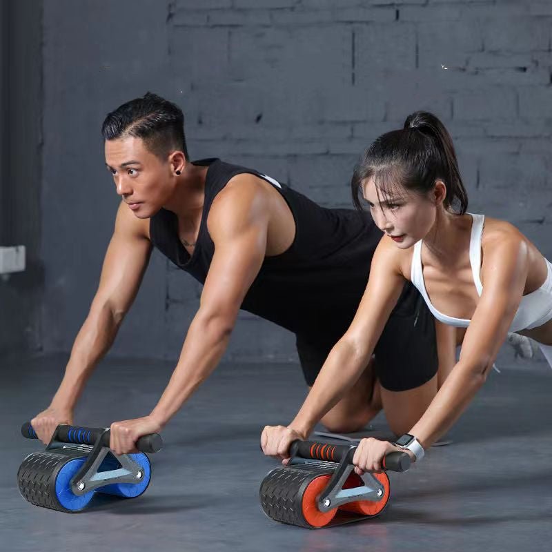 Double Wheel Abdominal Exerciser Women Men Automatic Rebound Ab Wheel Roller Waist Trainer Gym Sports Home Exercise Devices - Ammpoure