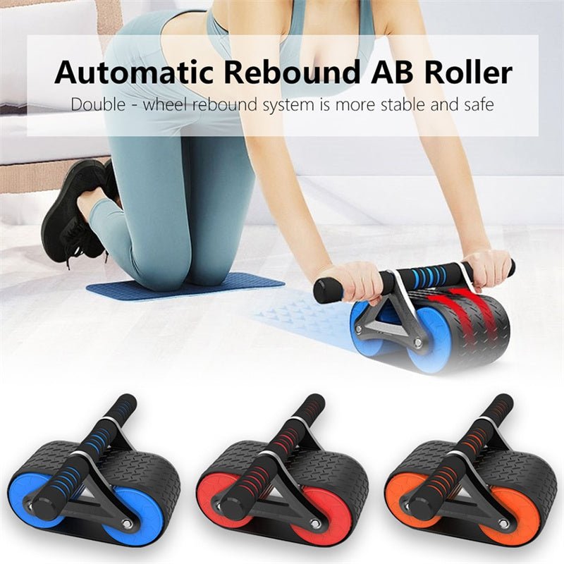Double Wheel Abdominal Exerciser Women Men Automatic Rebound Ab Wheel Roller Waist Trainer Gym Sports Home Exercise Devices - Ammpoure