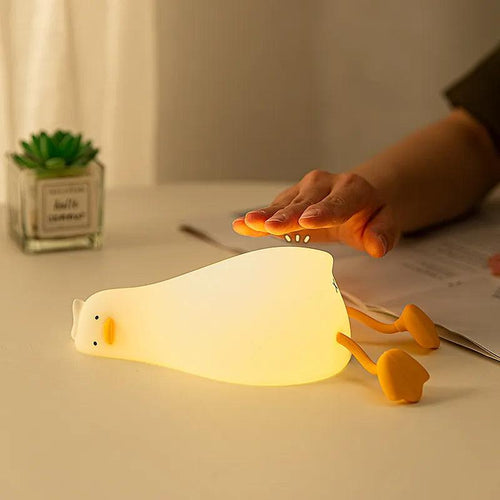 Duck Rechargeable LED Night Light Pat Silicone Lamp Bedside Cartoon Cute Children Nightlights for Home Room Decor Birthday Gift - Ammpoure Wellbeing
