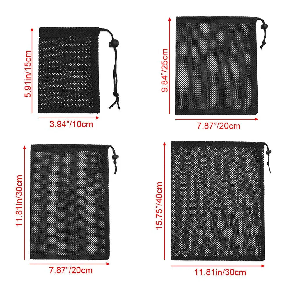 Durable Nylon Mesh Drawstring Bag Multi Purpose Outdoor Travel Stuff Sack Storage Bag Camping Bottle Pot Pan Carrier Pouch - Ammpoure