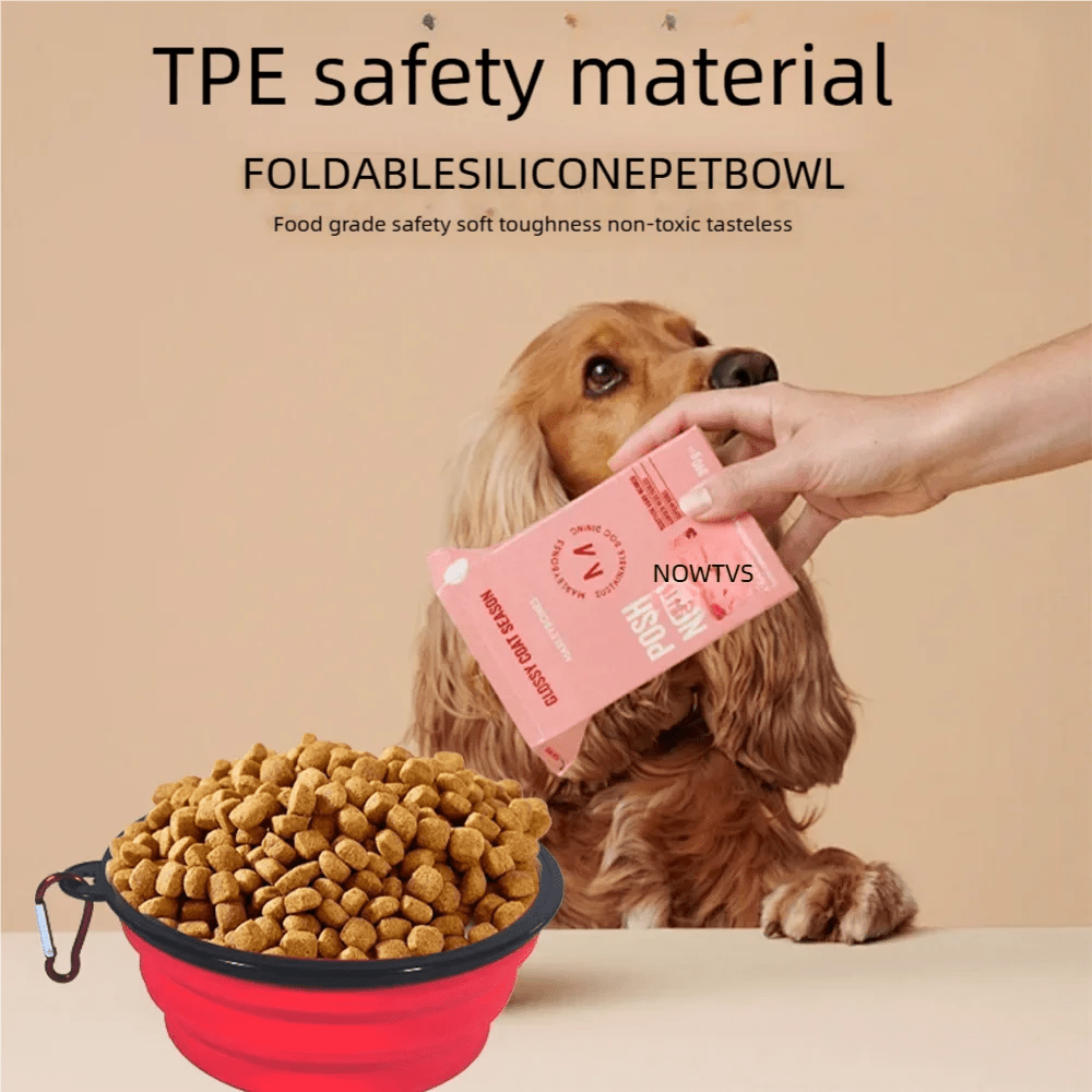 Durable TPR Portable Pet Food Bowl USA for Cats & Dogs, Collapsible Travel Water & Food Bowl for Outdoor Pet Use - Ammpoure